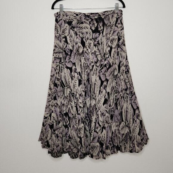 Vintage y2k Skirt Midi Maxi Medium Viscose Reversible Black White Art Nature - Picture 4 of 5